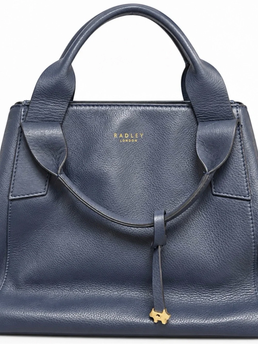RADLEY LONDON Navy Blue Pebbled Leather Satchel